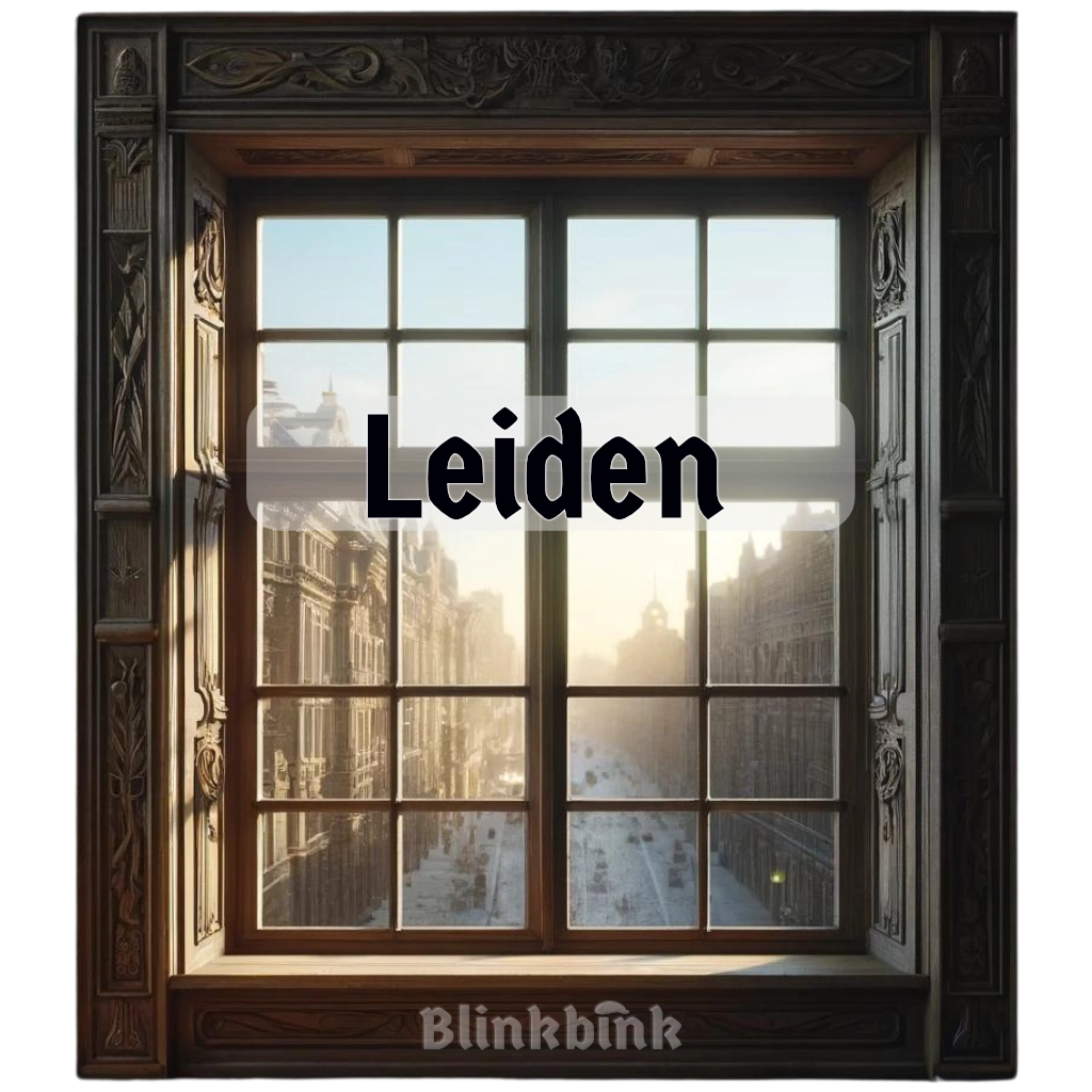 Helder zicht door een schoon raam met uitzicht op de historische stad Leiden.